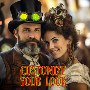 Steampunk Mad Scientist goggles gear cosplay glasses neon lenses Antique gold