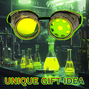 Steampunk Mad Scientist goggles gear cosplay glasses neon lenses Antique gold