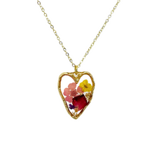 Load image into Gallery viewer, Pressed flower gold plated necklace Hibiscus flower jewelry