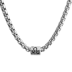 Horoscope stainless steel box chain zodiac necklace for men