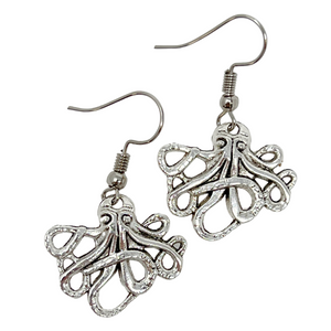 Octopus earrings silver or bronze