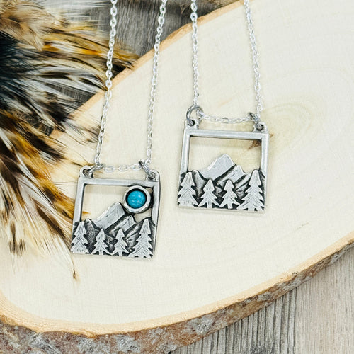 Turquoise nature necklace bohemian mountain jewelry