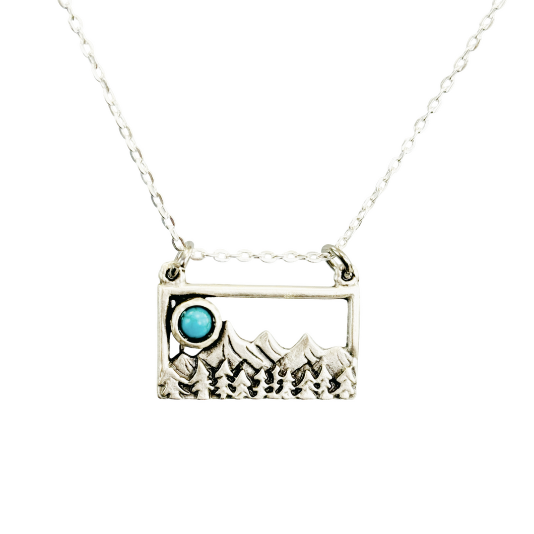 Turquoise mountain necklace bohemian nature jewelry