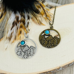 Turquoise mountain necklace bohemian western jewelry