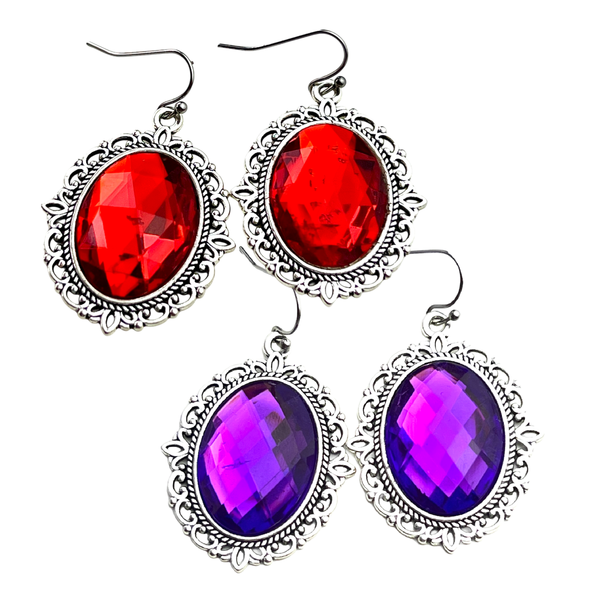 Victorian gothic renaissance inspired red or purple cameo earrings UMBRELLALABORATORY