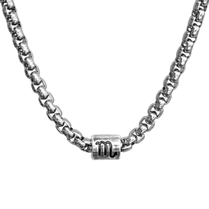 Horoscope stainless steel box chain zodiac necklace for men