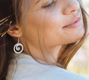 Hippy flower spiral earrings