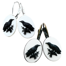 Load image into Gallery viewer, Gothic Lolita raven cameo earrings