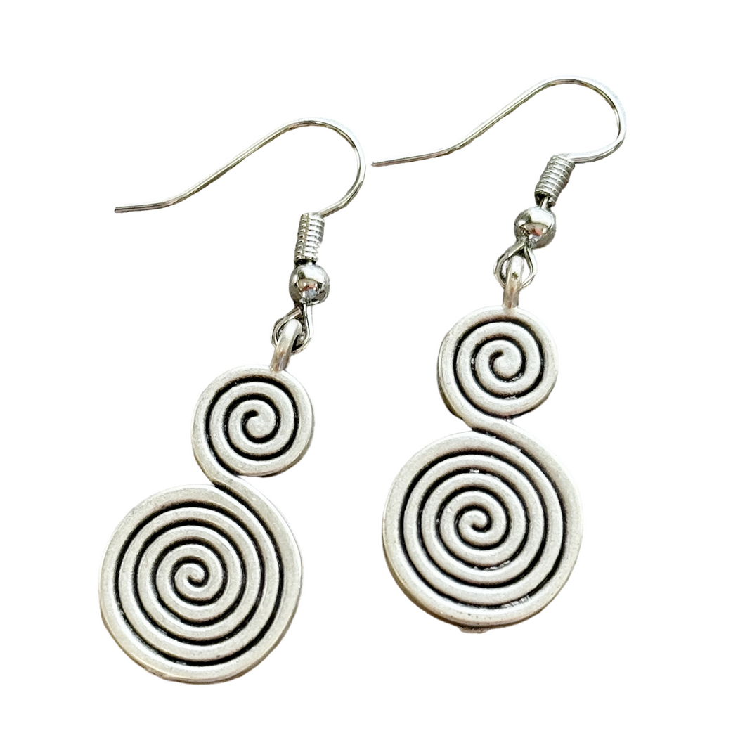 Ethnic spiral dangle earrings