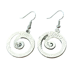 Hippy flower spiral earrings