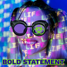 Load image into Gallery viewer, Steampunk Mad Scientist goggles biohazard cosplay glasses