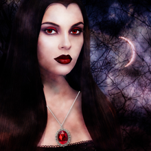 Load image into Gallery viewer, Vampire necklace blood red cameo pendant