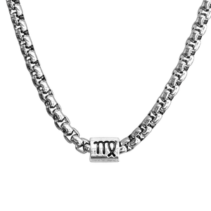 Horoscope stainless steel box chain zodiac necklace for men