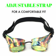 Load image into Gallery viewer, UV Glow in The Dark Steampunk Goggles Retro Round Rave Glasses, Rainbow Frame- Neon Green Lenses