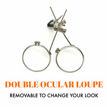 Load image into Gallery viewer, Steampunk Goggles in Victorian style with Compass Design, UV Glow in the Dark Neon Orange Lenses &amp; Ocular Loupe