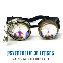 Load image into Gallery viewer, Steampunk Goggles with magnifying loupes kaleidoscope lenses