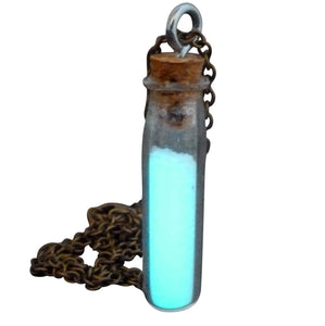 Steampunk Necklace Magic Fire Fairy Angel Dust Pendant Charm Glow in The Dark Kawaii Pixie Blue