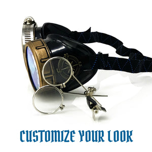 Steampunk Goggles with magnifying loupes kaleidoscope lenses