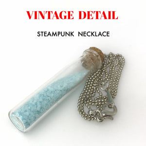 Steampunk Necklace Magic Fire Fairy Angel Dust Pendant Charm Glow in The Dark Kawaii Pixie Blue