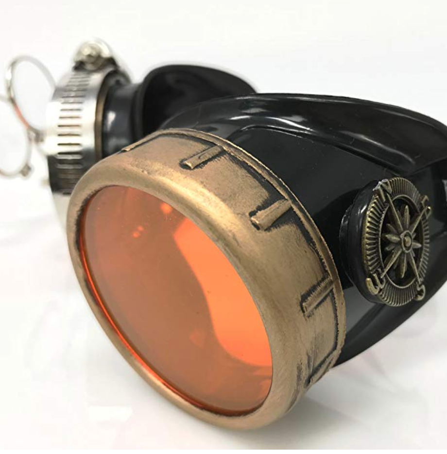 Steampunk Goggles with magnifying loupes UV glow neon orange prism ...